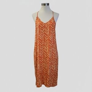 Elegant Orange Chevron Midi Dress